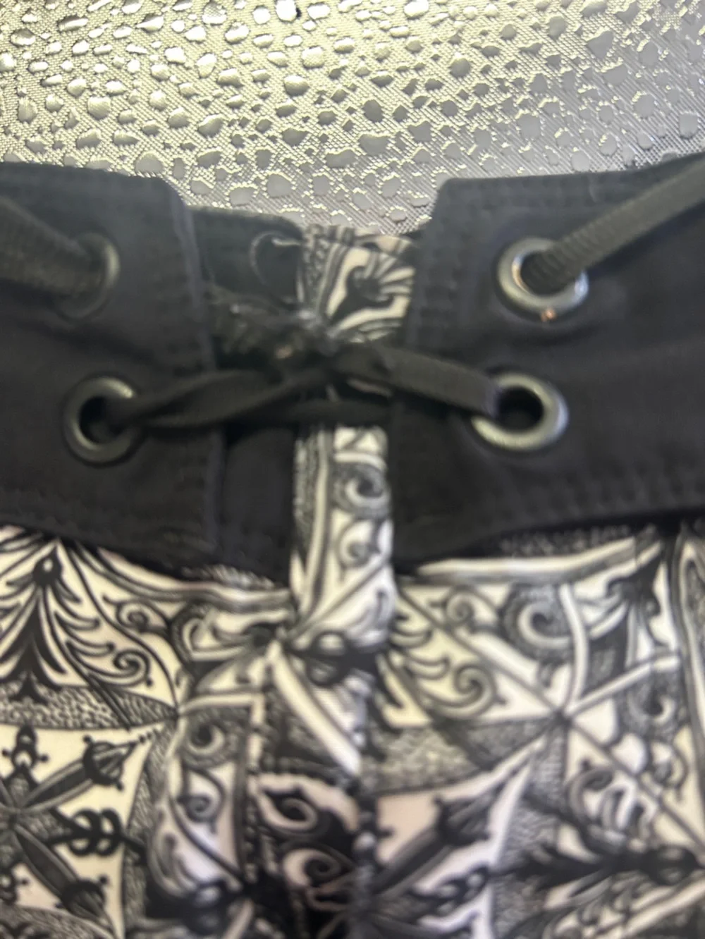 Hurley Black and White Patterned Men's Swim Trunks